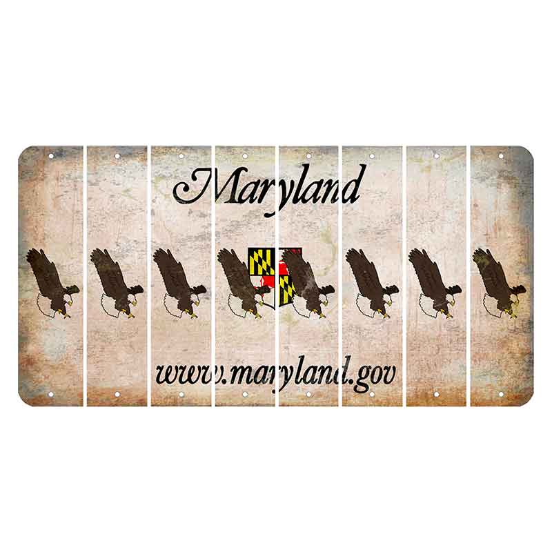 Maryland Shield Cut License Plate Strips (Set of 8) Bald Eagle