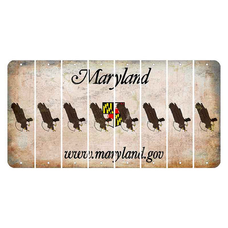 Maryland Shield Cut License Plate Strips (Set of 8) Bald Eagle