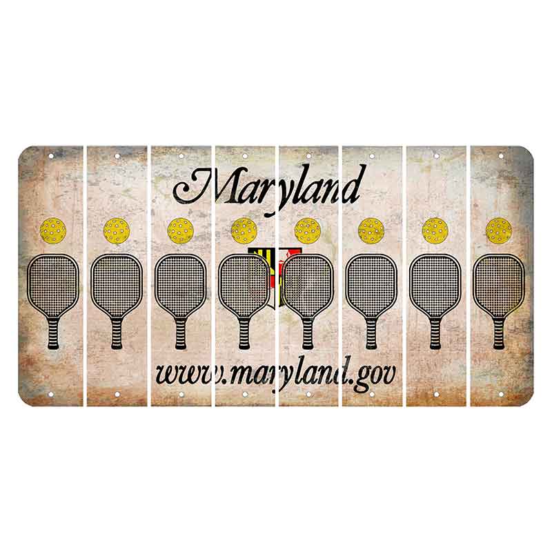 Maryland Shield Cut License Plate Strips (Set of 8) Pickleball