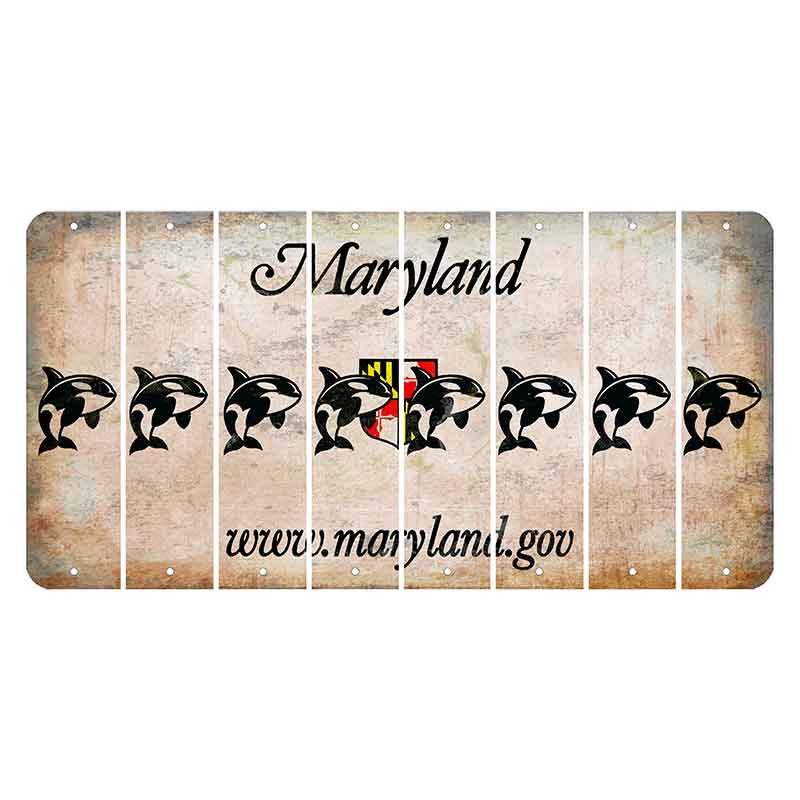 Maryland Shield Cut License Plate Strips (Set of 8) Whale