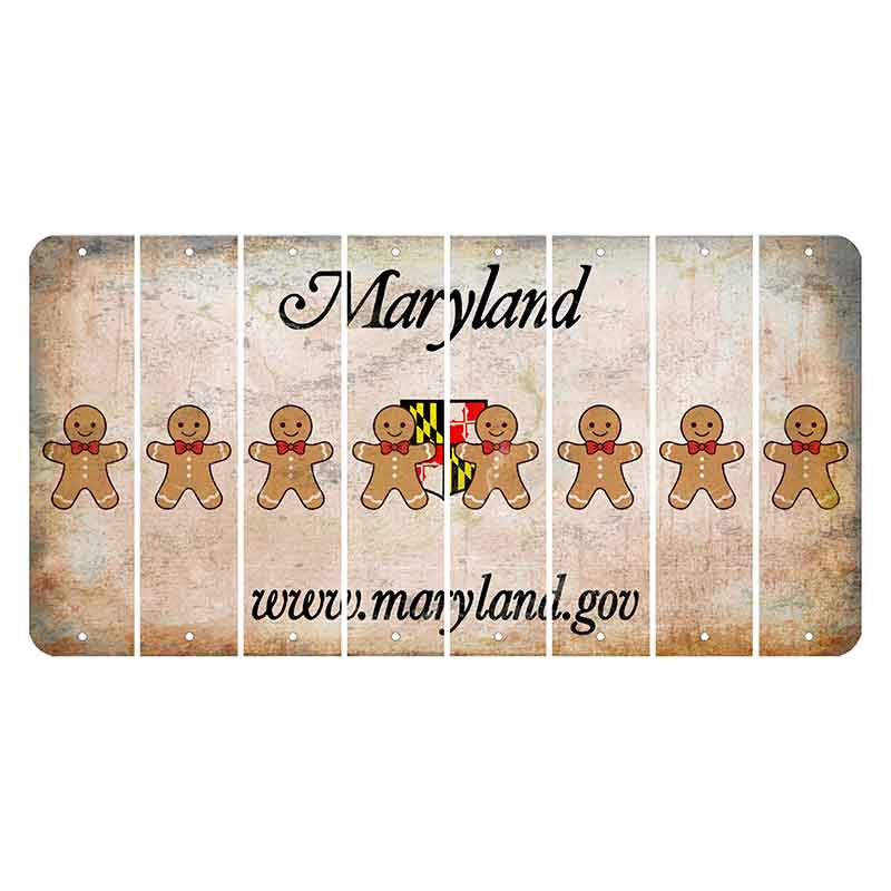 Maryland Shield Cut License Plate Strips (Set of 8) Gingerbread Man