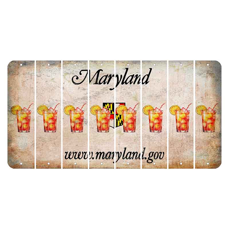 Maryland Shield Cut License Plate Strips (Set of 8) Cocktail