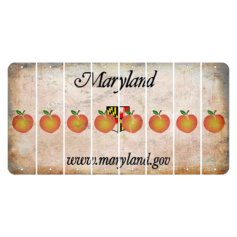 Maryland Shield Cut License Plate Strips (Set of 8) Peach