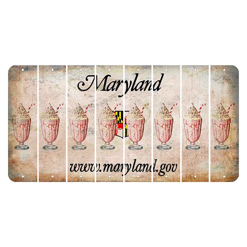 Maryland Shield Cut License Plate Strips (Set of 8) Milkshake