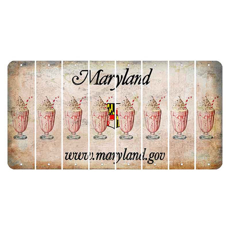 Maryland Shield Cut License Plate Strips (Set of 8) Milkshake