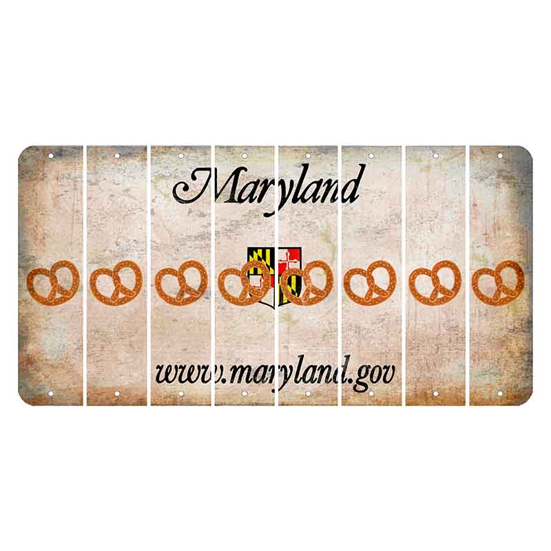 Maryland Shield Cut License Plate Strips (Set of 8) Pretzel