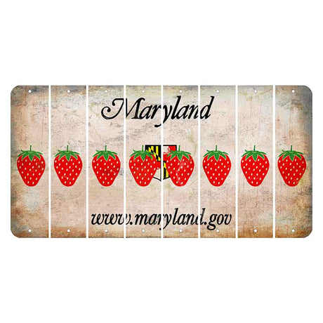 Maryland Shield Cut License Plate Strips (Set of 8) Strawberry