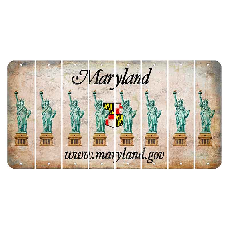 Maryland Shield Cut License Plate Strips (Set of 8) Statue of Liberty