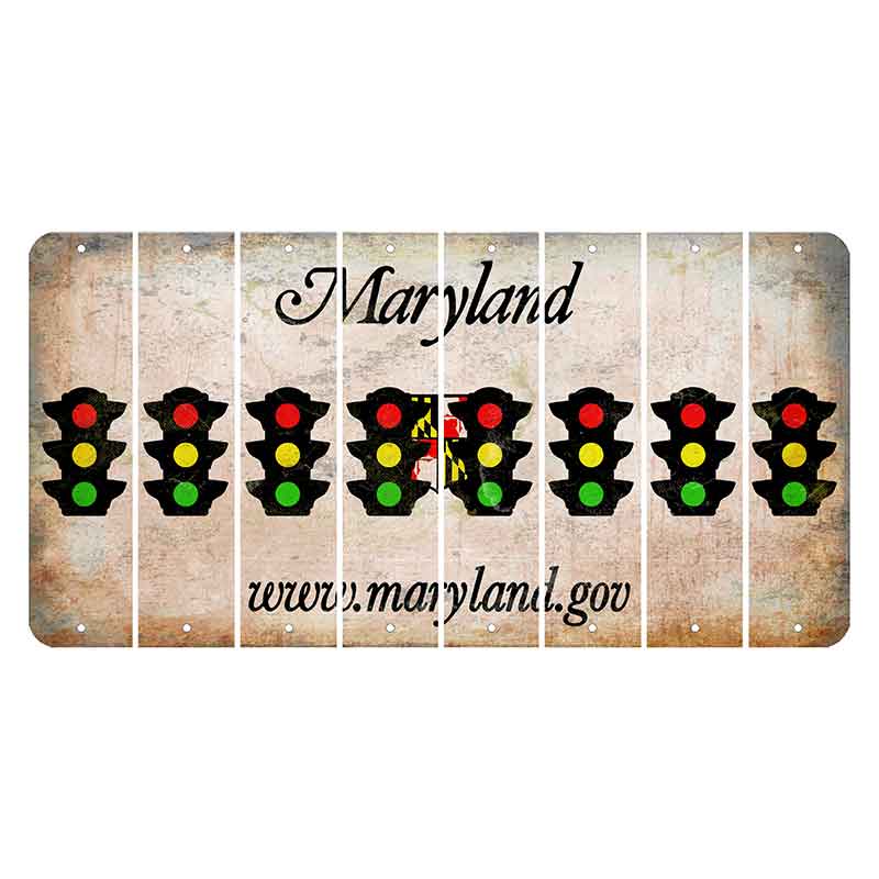 Maryland Shield Cut License Plate Strips (Set of 8) Traffic Light