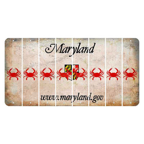 Maryland Shield Cut License Plate Strips (Set of 8) Crab