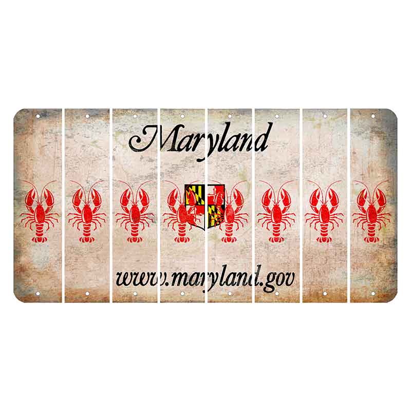 Maryland Shield Cut License Plate Strips (Set of 8) Lobster