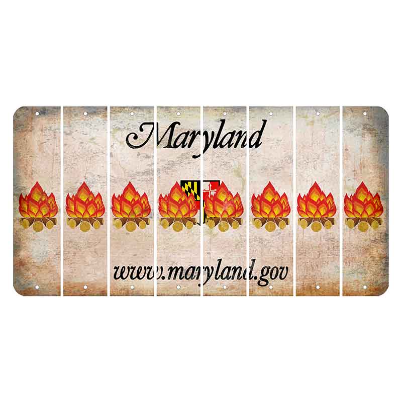 Maryland Shield Cut License Plate Strips (Set of 8) Campfire