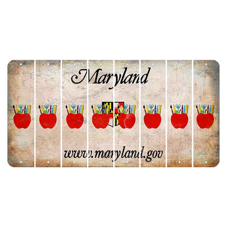 Maryland Shield Cut License Plate Strips (Set of 8) Teacher Apple