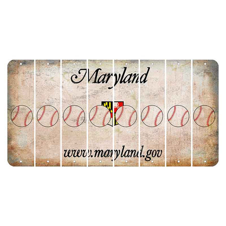 Maryland Shield Cut License Plate Strips (Set of 8) Baseball