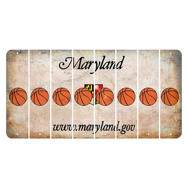 Maryland Shield Cut License Plate Strips (Set of 8) Basketball