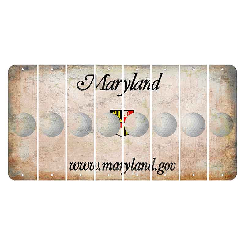 Maryland Shield Cut License Plate Strips (Set of 8) Golfball