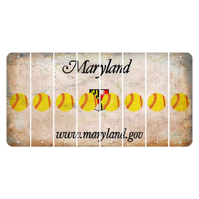 Maryland Shield Cut License Plate Strips (Set of 8) Softball