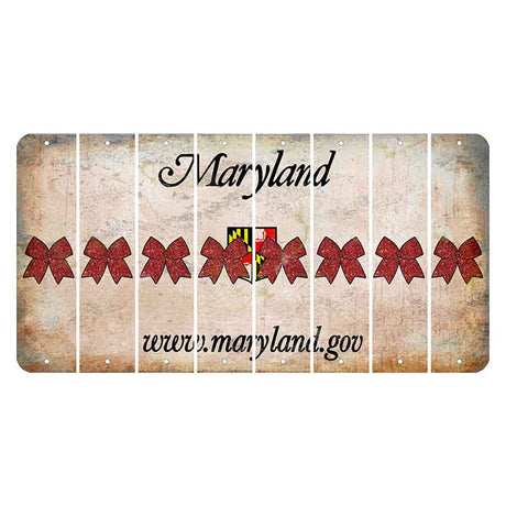 Maryland Shield Cut License Plate Strips (Set of 8) Cheer Bow