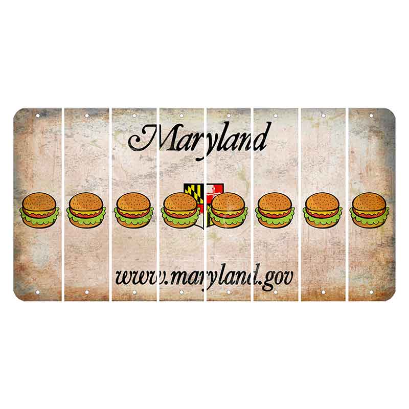 Maryland Shield Cut License Plate Strips (Set of 8) Hamburger