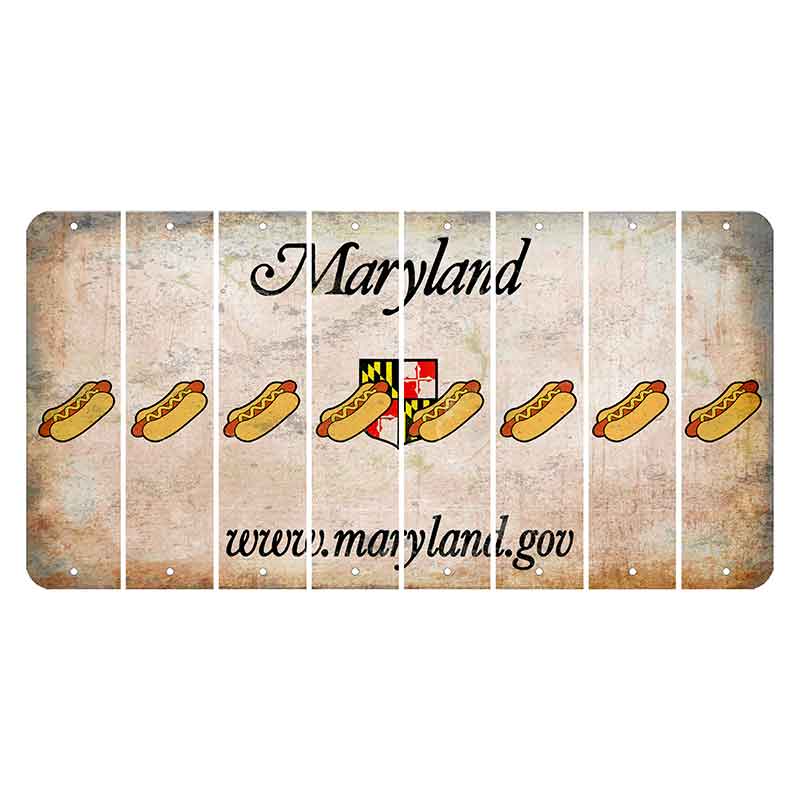 Maryland Shield Cut License Plate Strips (Set of 8) Hotdog