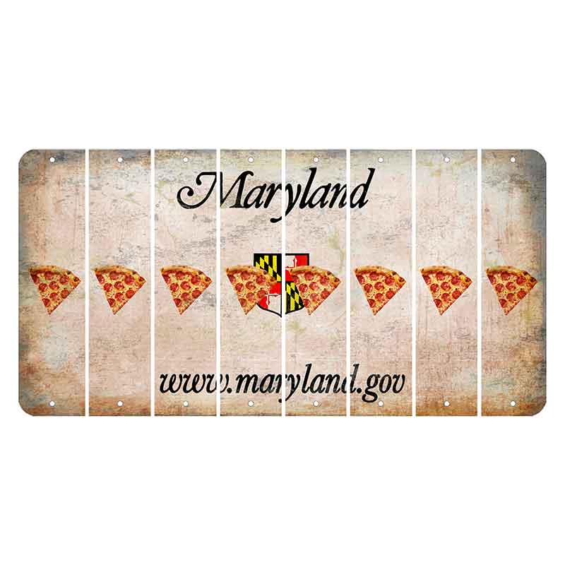 Maryland Shield Cut License Plate Strips (Set of 8) Pizza