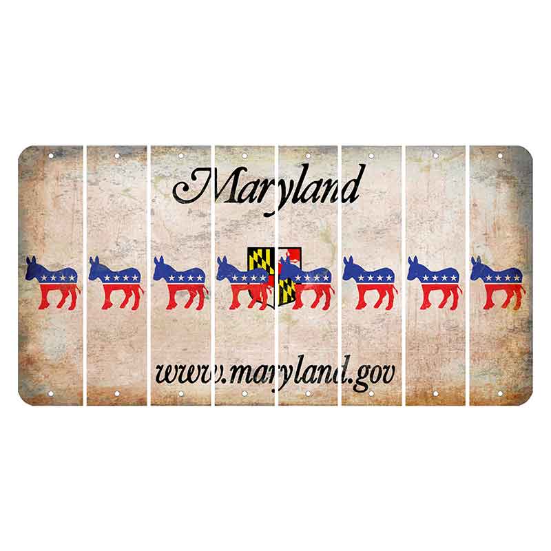 Maryland Shield Cut License Plate Strips (Set of 8) Democrat