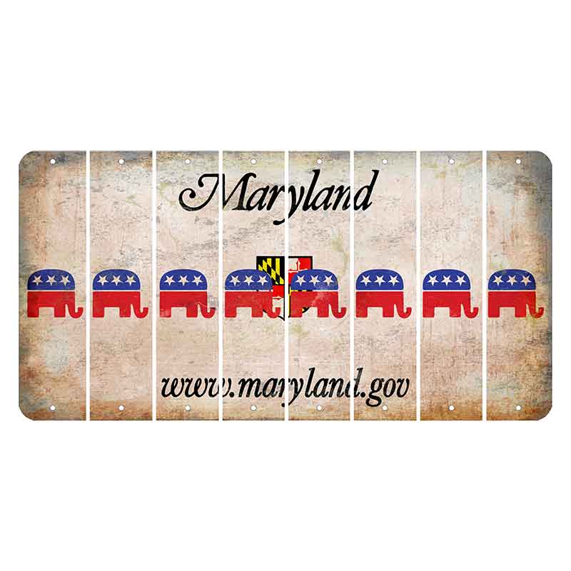 Maryland Shield Cut License Plate Strips (Set of 8) Republican