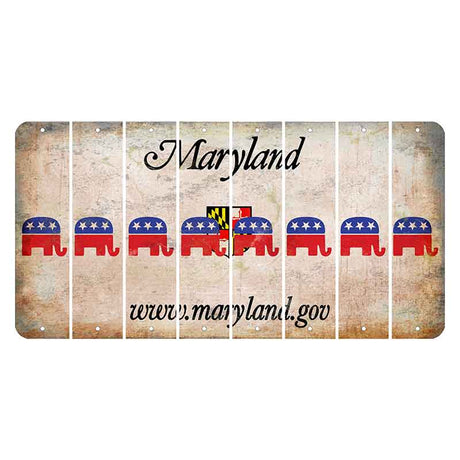 Maryland Shield Cut License Plate Strips (Set of 8) Republican