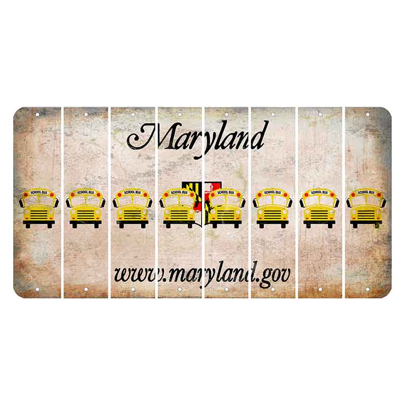 Maryland Shield Cut License Plate Strips (Set of 8) School Bus