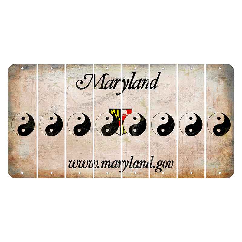 Maryland Shield Cut License Plate Strips (Set of 8) Yin Yang