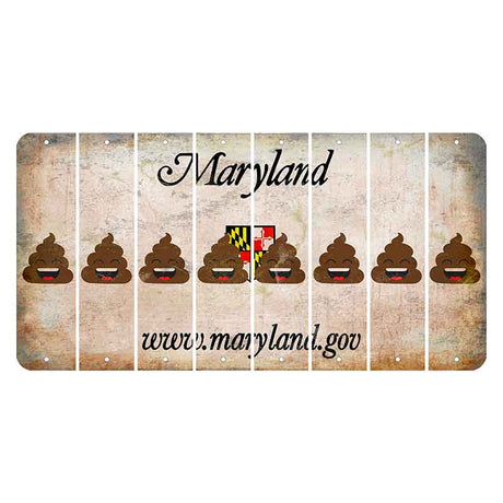 Maryland Shield Cut License Plate Strips (Set of 8) Emoji - Poop