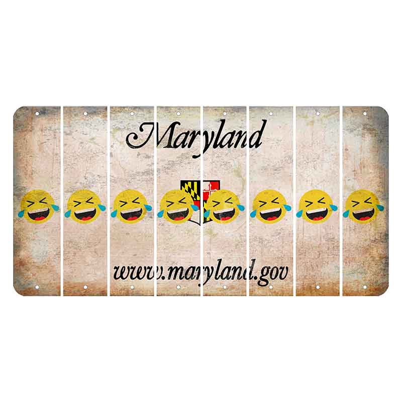 Maryland Shield Cut License Plate Strips (Set of 8) Emoji - Laughing