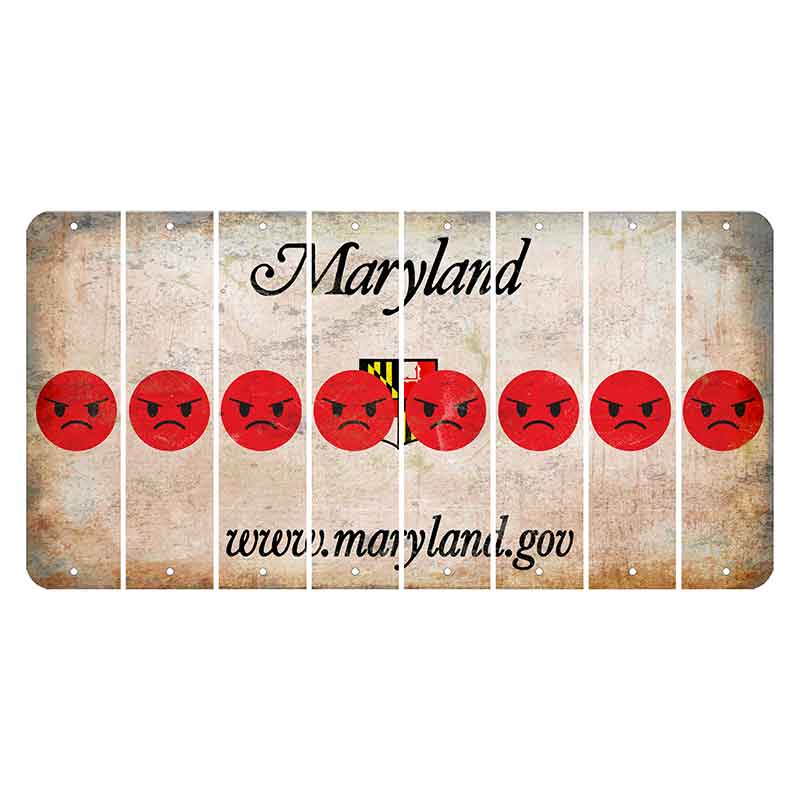 Maryland Shield Cut License Plate Strips (Set of 8) Emoji - Angry