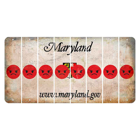 Maryland Shield Cut License Plate Strips (Set of 8) Emoji - Angry