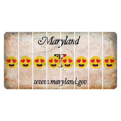 Maryland Shield Cut License Plate Strips (Set of 8) Emoji - Heart Eyes