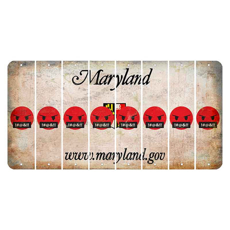 Maryland Shield Cut License Plate Strips (Set of 8) Emoji - Pissed