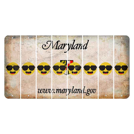 Maryland Shield Cut License Plate Strips (Set of 8) Emoji - Shades