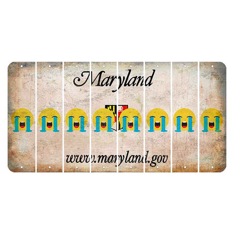 Maryland Shield Cut License Plate Strips (Set of 8) Emoji - Crying