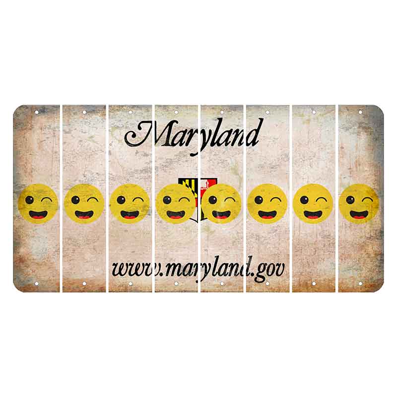 Maryland Shield Cut License Plate Strips (Set of 8) Emoji - Winking