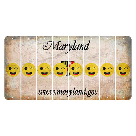 Maryland Shield Cut License Plate Strips (Set of 8) Emoji - Winking