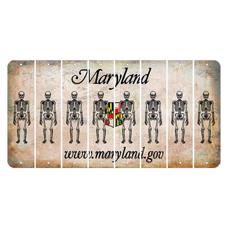 Maryland Shield Cut License Plate Strips (Set of 8) Skeleton