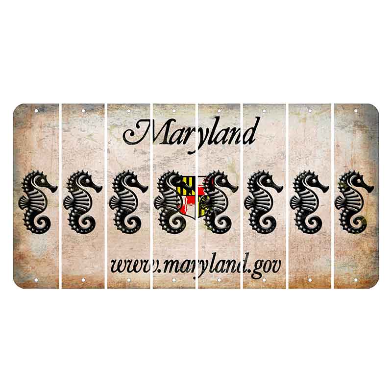 Maryland Shield Cut License Plate Strips (Set of 8) Seahorse