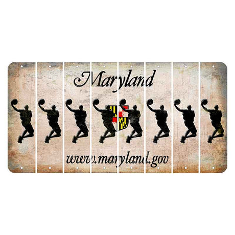 Maryland Shield Cut License Plate Strips (Set of 8) Basketball Player