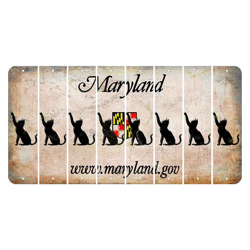 Maryland Shield Cut License Plate Strips (Set of 8) Cat