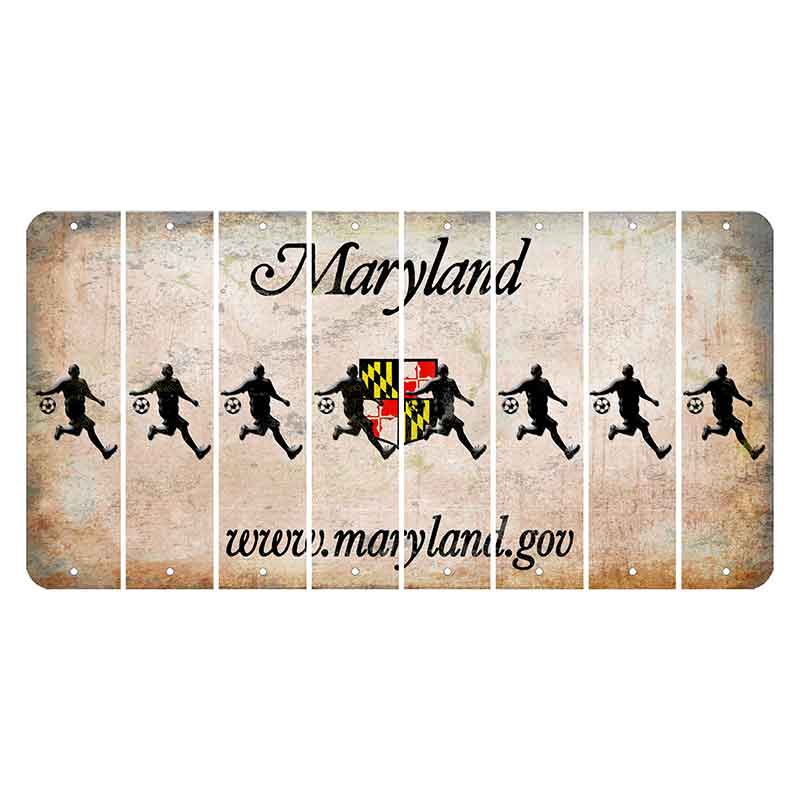 Maryland Shield Cut License Plate Strips (Set of 8) Soccer Player