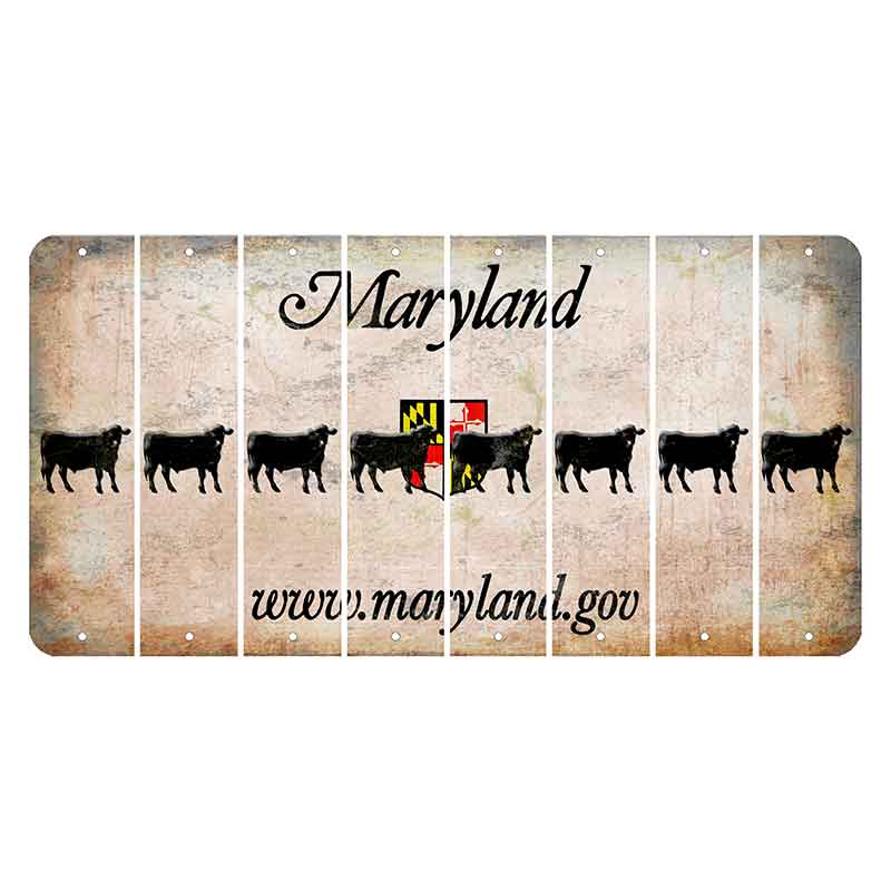 Maryland Shield Cut License Plate Strips (Set of 8) Dairy Cow