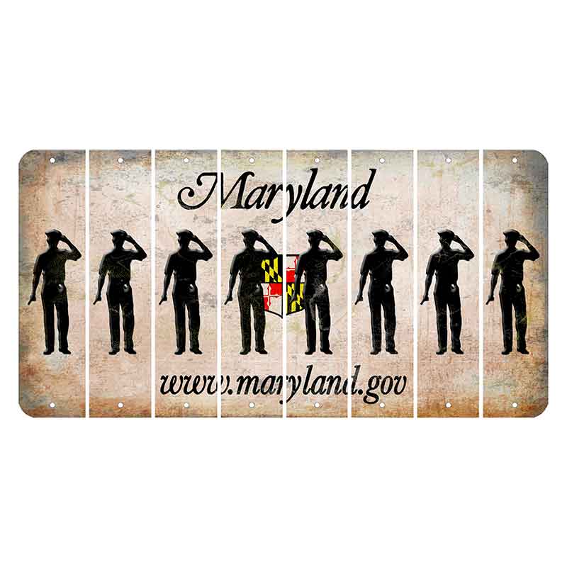 Maryland Shield Cut License Plate Strips (Set of 8) Police Officer