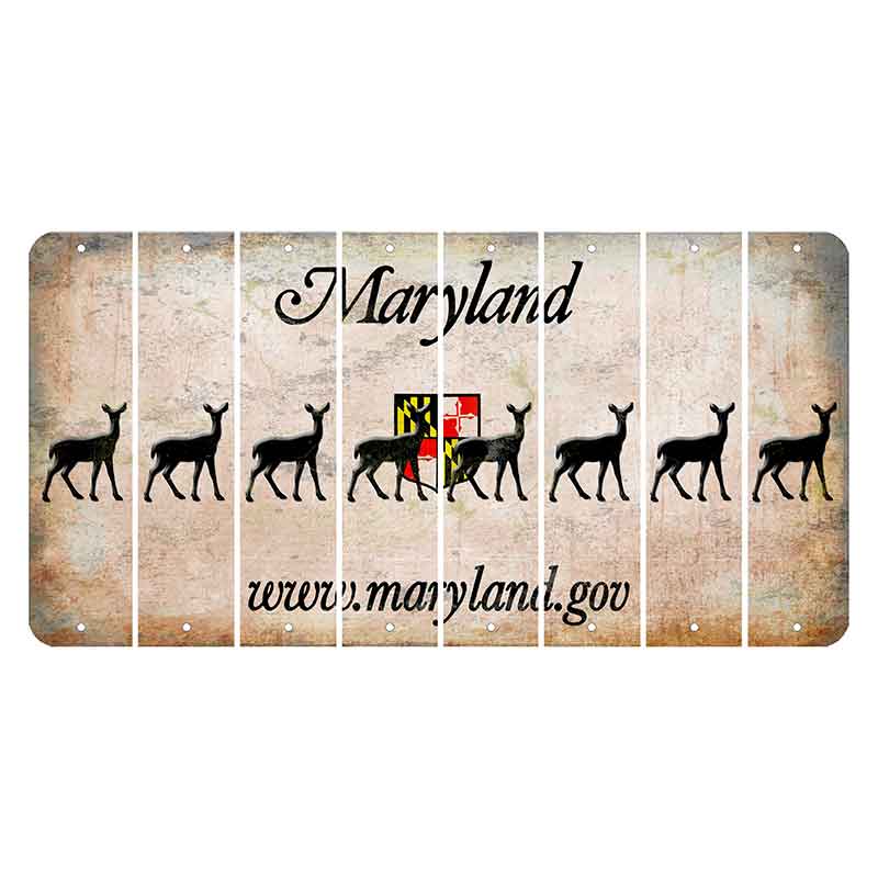 Maryland Shield Cut License Plate Strips (Set of 8) Doe