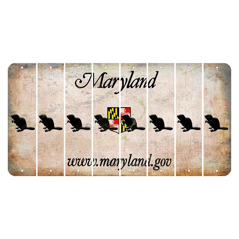 Maryland Shield Cut License Plate Strips (Set of 8) Beaver