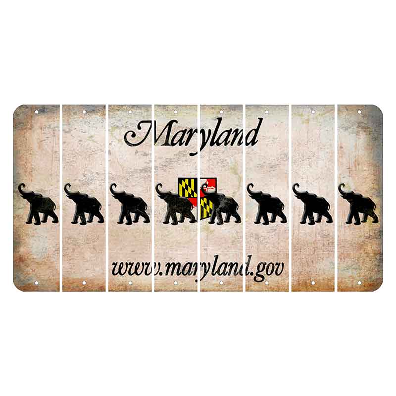 Maryland Shield Cut License Plate Strips (Set of 8) Elephant